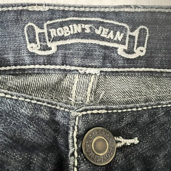 Robin's Jeans Long Flap Studded Blue Size 42 x 34 D5095 - Picture 3 of 14